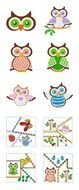 Different colorful owls clipart