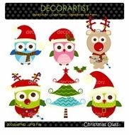 Christmas Owls Clip Art N26