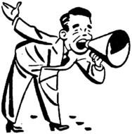 cartoon man with megaphone