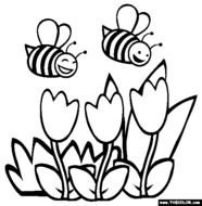 Spring Bee Coloring Page