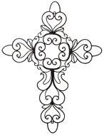 Black and white drawing of the Ornate Cross clipart