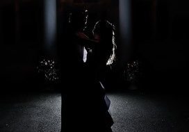 silhouette of a romantic dancing couple