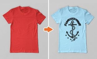 Red blue T Shirt drawing