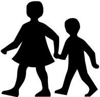 Children Walking Silhouette Clip Art N5
