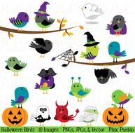 Halloween Birds Clipart amp Vectors Illustrations 1