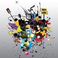 Music in city, colorful drawing