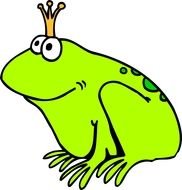 cartoon green frog with a crown