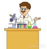 Scientist At Lab Test Tube Chemistry Microscope Classroom Clipart