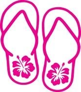 pink flip-flops with the image of tropical flowers