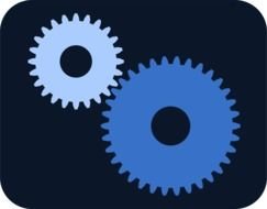 drawn two blue gears on a black background