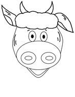 smiling cow face, outline