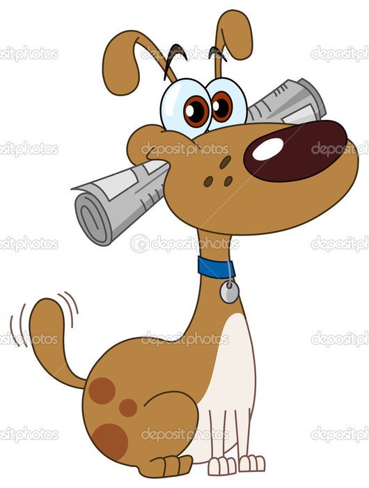 Cartoon Dog With Newspaper