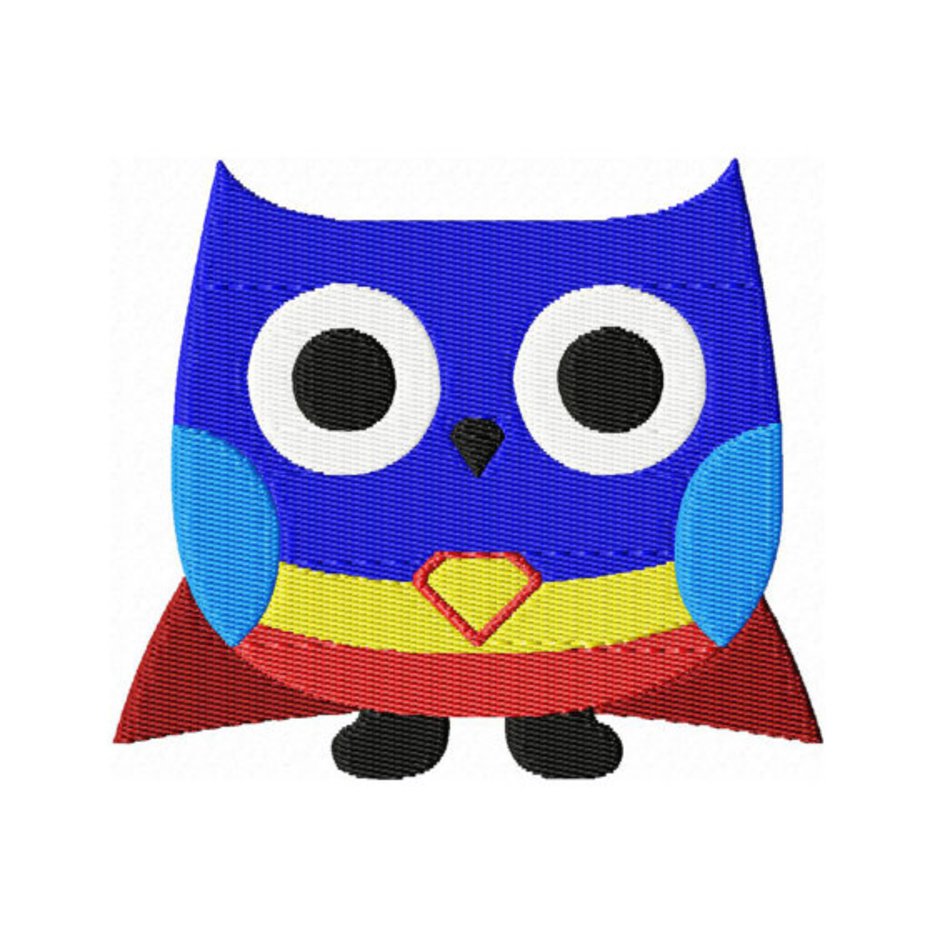 4X4 Superman Inspired Owl Embroidery Design All Formats Available