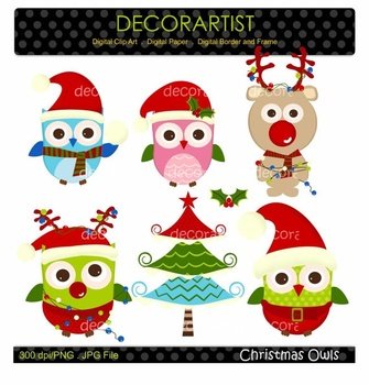 Christmas Owls Clip Art N26