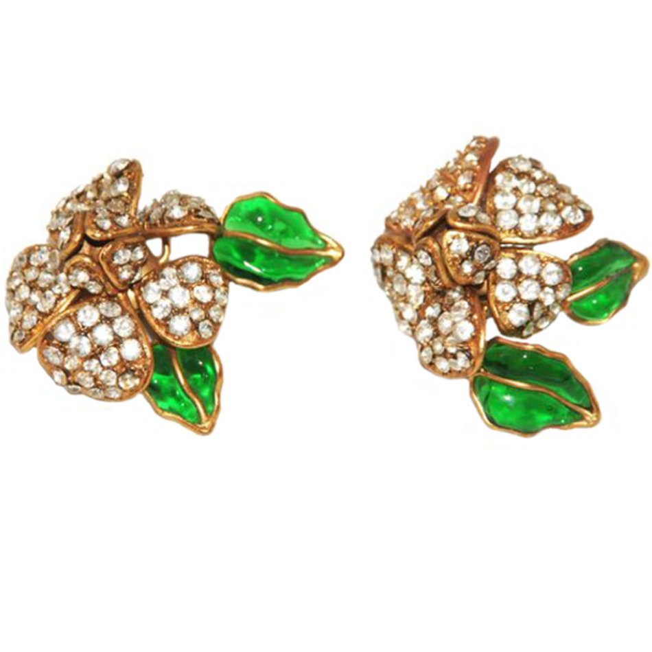 EXceptional Gripoix Haute Couture Earrings 1950