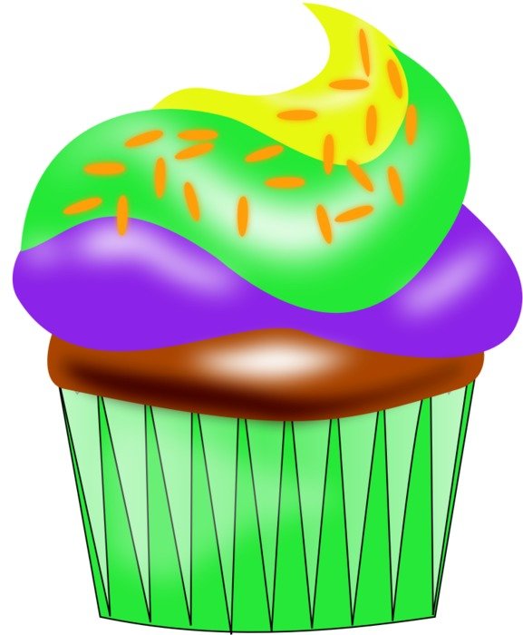 cupcake with colored glaze