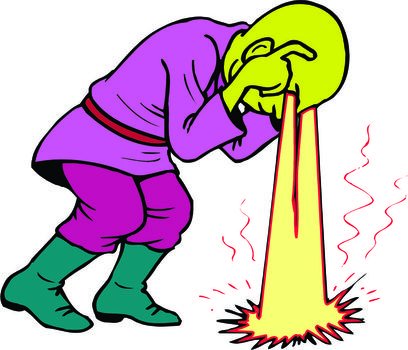 alien burns the earth with laser eyes