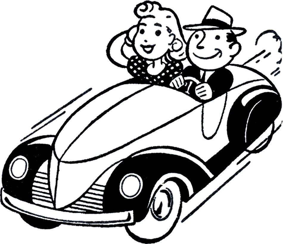 Couple In Vintage Car Clip Art