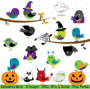 Halloween Birds Clipart amp Vectors Illustrations 1