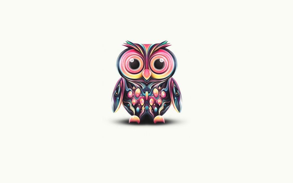 pink owl on a white background