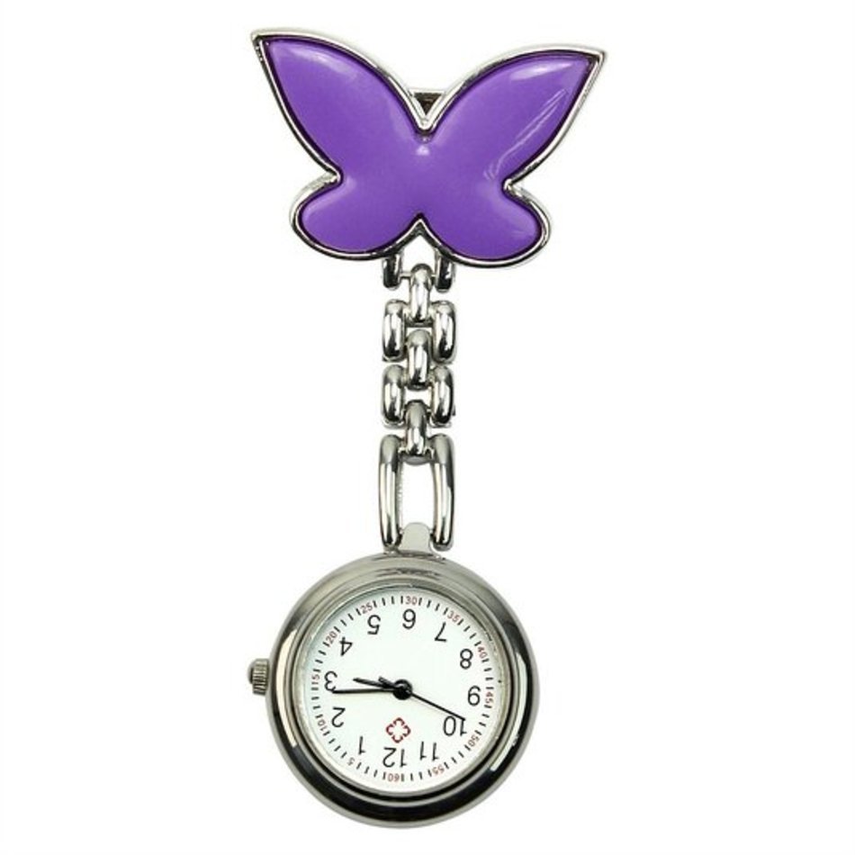 Mental Nurse Clip On Brooch Pendant Hanging Pocket Watch Purple