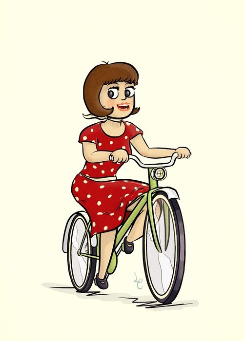 Drawing of the girl on the bike