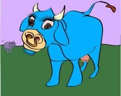 Blue Cow Cartoon N2