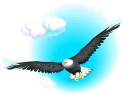 Cartoon bald Eagle in flight