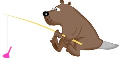 Cartoon Beaver Fishing drawing