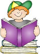 boy reading purple book drawing
