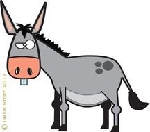 drawing of a gray donkey on a white background