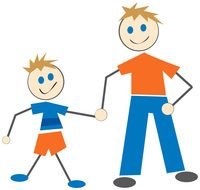 Colorful drawing of the father with the son clipart