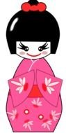 girl in traditional clothe, Japanese Doll, drawing