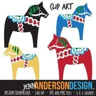 Dala Horse Clip Art N2