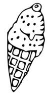 ice cream in cone, black and white drawing