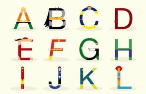 Superhero Font, set of colorful letters