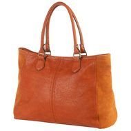 Suede Trimmed Tote Bag Burnt Orange Price