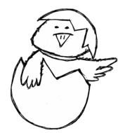 black and white drawing of an inshell chicken