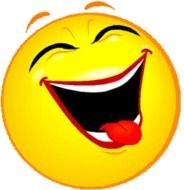 painted yellow smiley with open mouth and protruding tongue