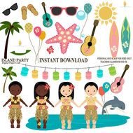Kids Luau Party Clip Art