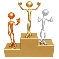 Winners on Podium, abstract 3d render