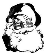 black and white portrait of Santa Claus with a white beard