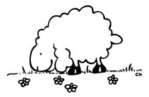 Sheep on a pasture in a graphic representation