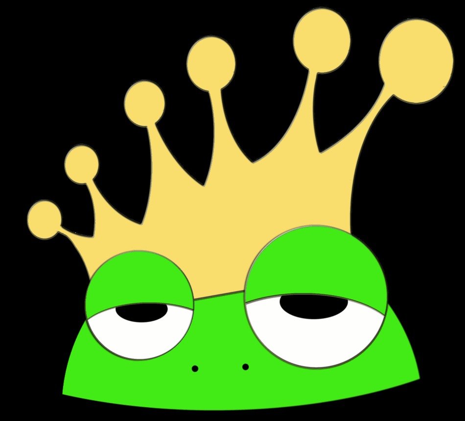 drawing of a frog in a crown on a black background