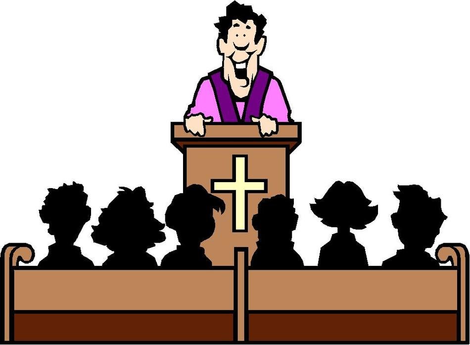 Cartoon pastor speaking from tribune to people free image download