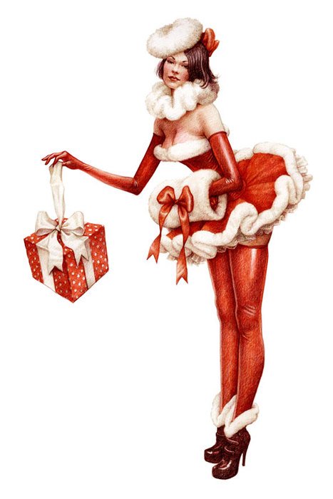 beautiful girl in christmas costume in graphic presentation