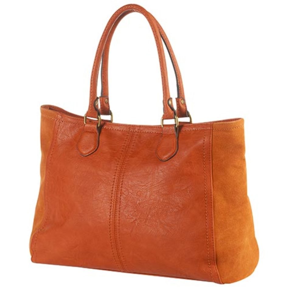 Suede Trimmed Tote Bag Burnt Orange Price