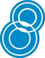 blue and white intersected circles