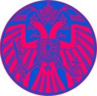 bright emblem on the black background