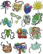 Clipart of Carnival Masks